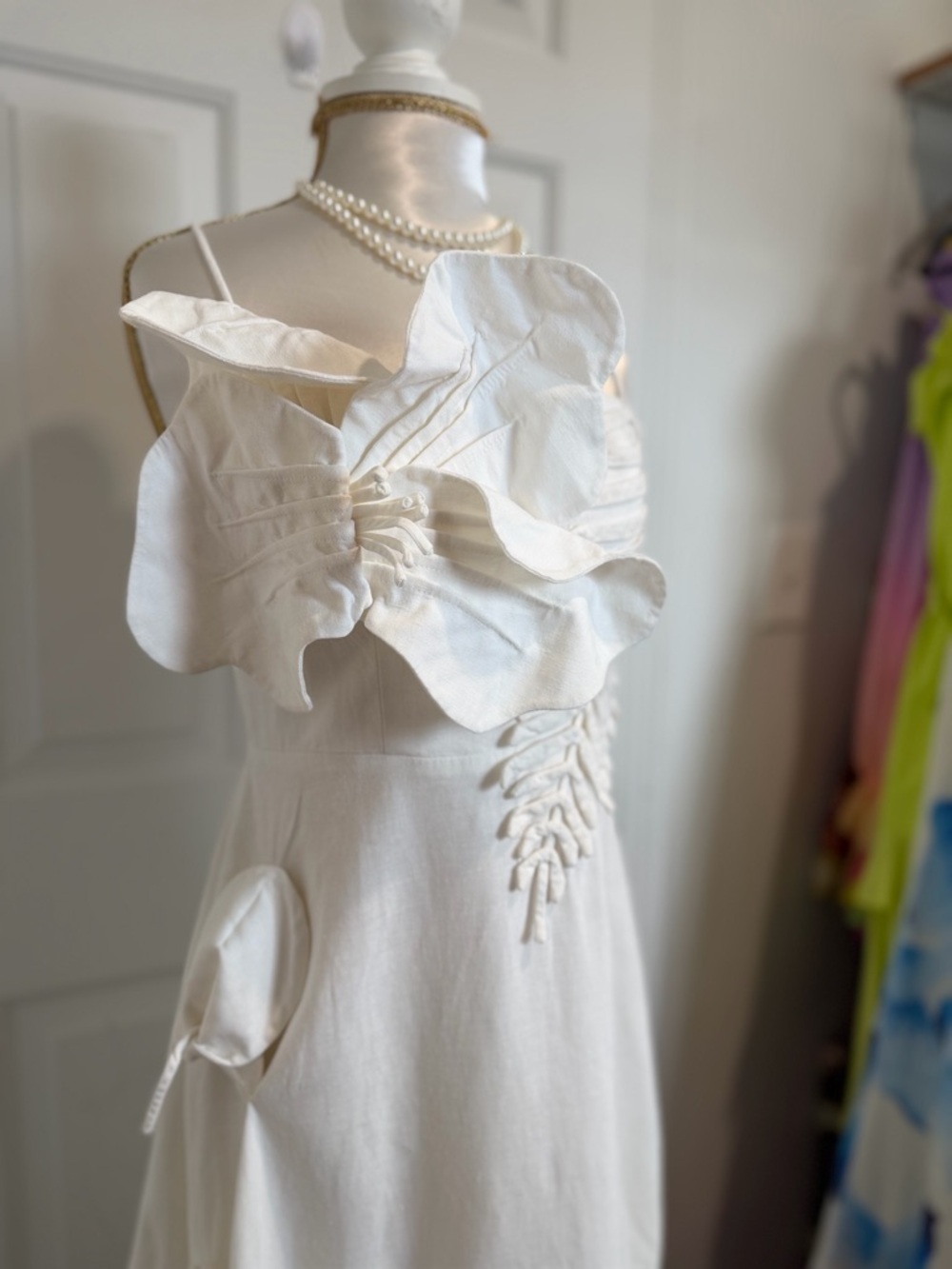 FARM Rio Cream Midi Dress with Floral Appliqué - Picture 13 of 16